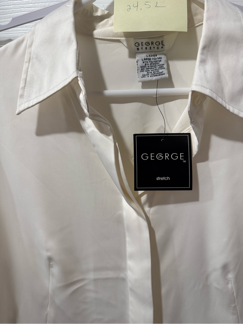 George Ivory Stretch Satin Button-Up Top - Picture 10 of 10